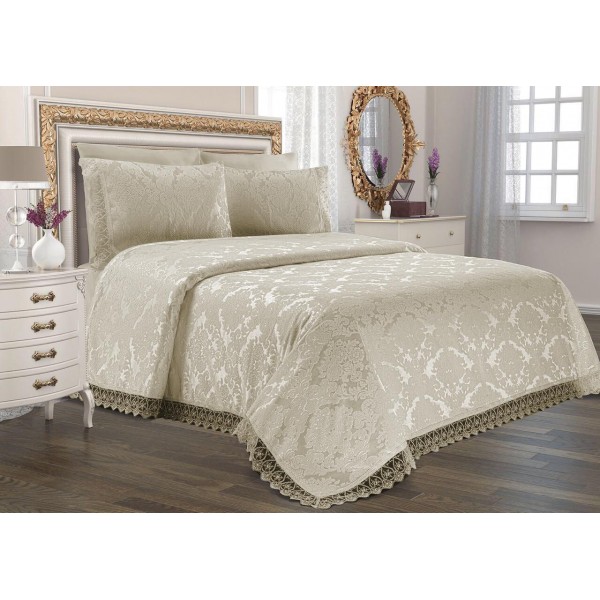 Duvet Cover Dowry Land Jacquard Chenille Bed Cover Beige