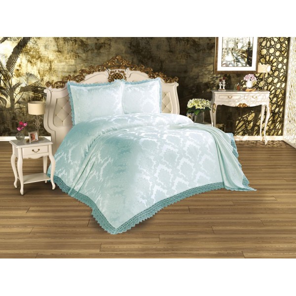 Duvet Cover French Lace Serra Bed Cover Mint