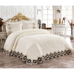 Duvet Cover French Laced Dowry Blanket Set Nehir Cream
