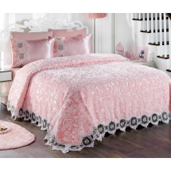 Duvet Cover French Laced Dowry Blanket Set Nehir Pudra