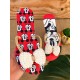 Red women slippers with a bow decorated with pearl