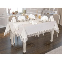 Luxury tablecloth Buda Linen Tablecloth Set 26 Pieces Cream Cream