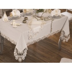 Luxury tablecloth Beste Table Cloth 160x260 Cm 26 Pieces Cream
