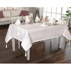 Luxury tablecloth Style Tablecloth Set Cream for 12 Persons