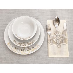 Luxury tablecloth 38 Piece French Laced Clove Tablecloth Set Cream Brown