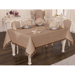 Luxury tablecloth Carisma Tablecloth Set Cappuccino for 12 Persons