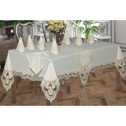 Luxury tablecloth Asu Tablecloth Set 26 Piece Cream