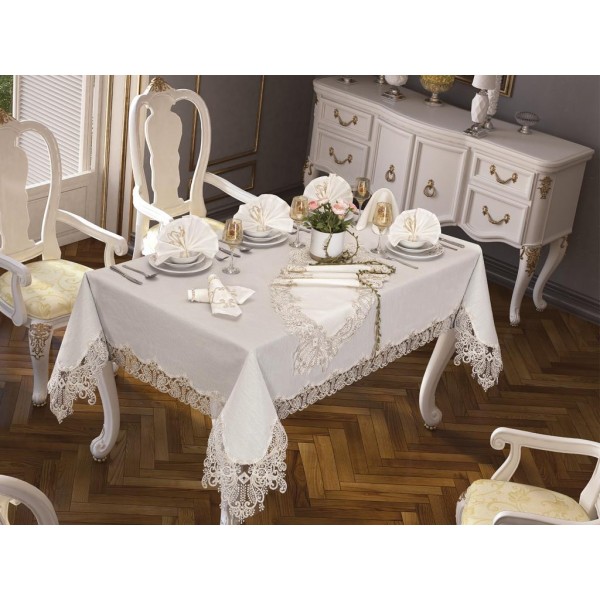 Luxury tablecloth Serenay Table Cloth 26 Pieces Cream