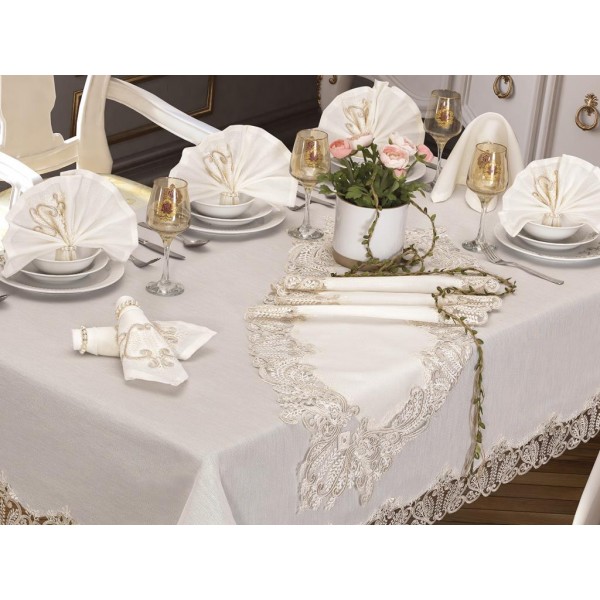 Luxury tablecloth Serenay Table Cloth 26 Pieces Cream