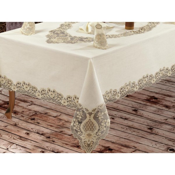 Luxury tablecloth French Guipure Venus Lace Dinnerware - 25 Piece