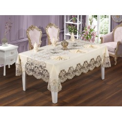 Luxury tablecloth French Guipure Masal Lace Dinnerware - 25 Pieces