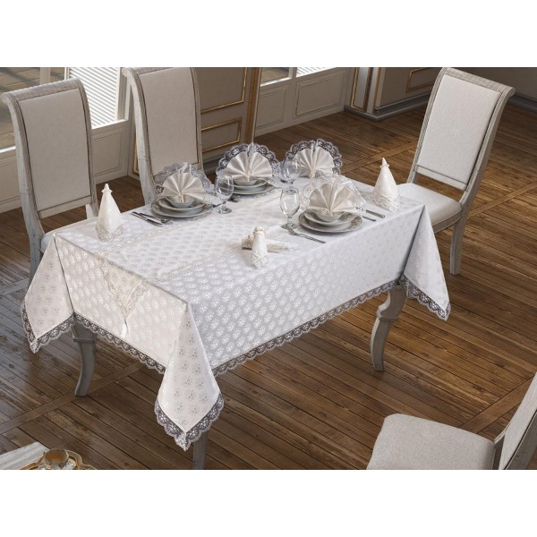 Luxury tablecloth Kdk Care-Free Tablecloth Set 26 Pieces Daisy Cream