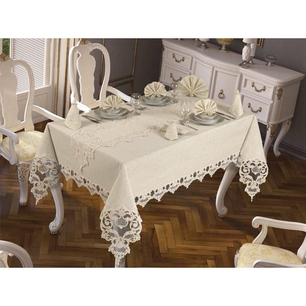 Luxury tablecloth Duru Table Cloth 26 Piece Cream