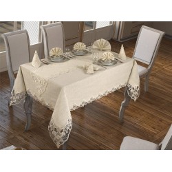 Luxury tablecloth Hanzade Tablecloth 26 Piece Cream