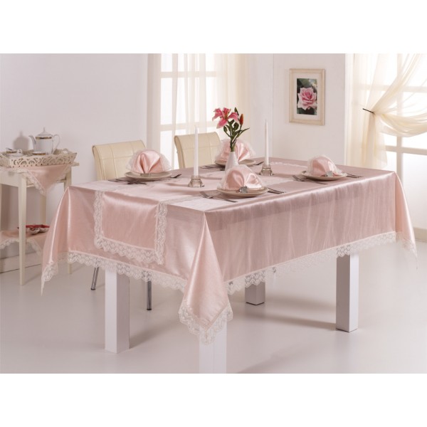 Luxury tablecloth Hurrem Tablecloth Set Powder 8 Person Luxury tablecloth Hurrem Tablecloth Set Powder 8 Person
