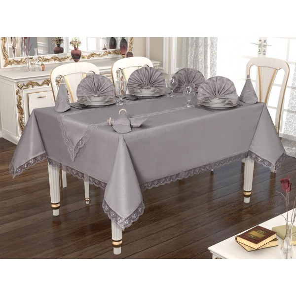 Luxury tablecloth Kdk Care-Free Tablecloth Set 26 Pieces Pitikare Gray