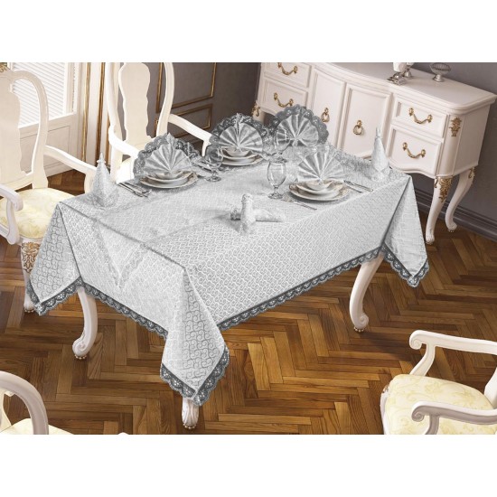  Luxury tablecloth Kdk Care-Free Tablecloth Set 26 Pieces Yonca Gray 