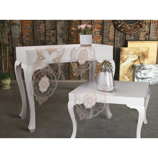 Luxury tablecloth Mellissa Kordone 3 Piece Bedroom Set Cream Cappucino