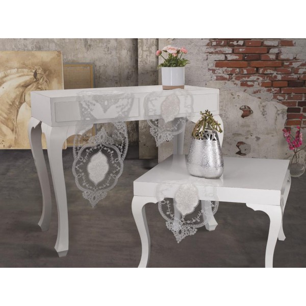 Luxury tablecloth Mellissa Cordon 5 Piece Living Room Set Cream Gray