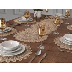 Luxury tablecloth Planet Cordone 7 Piece Dinner Set Cappucino