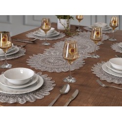 Luxury tablecloth Planet Cordone 7 Piece Dinner Set Gray