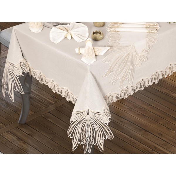 Luxury tablecloth Pride Table Cloth 160x260 Cm 26 Pieces Cream