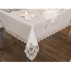 Luxury tablecloth  Sumbul Table Cloth 26 Pieces Cream