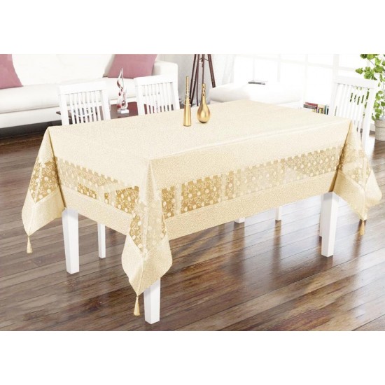 Luxury tablecloth Tuana Kdk Lux Intermediate Laced Rectangular Tablecloth Cappuccino