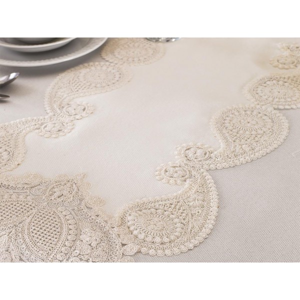 Luxury tablecloth Verna Table Cloth 160x260 Cm 26 Pieces Cream Cream