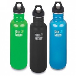 Klean Kanteen Classic 0.8L Stainless Steel Bottle Sport Cap Hiking Flask Brushed 