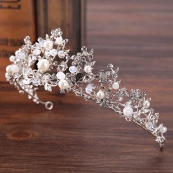 Wedding Accessories Ladies Elegant Rhinestone Alloy Imitation Pearls Crowns With Rhinestone