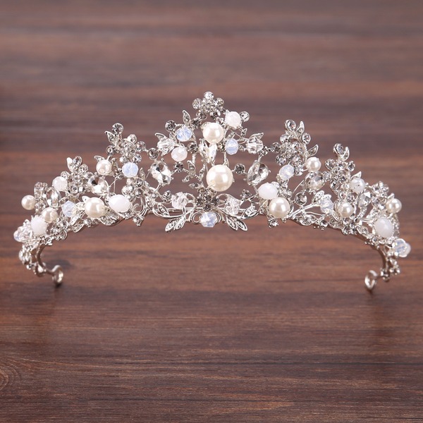 Wedding Accessories Ladies Elegant Rhinestone Alloy Imitation Pearls Crowns With Rhinestone