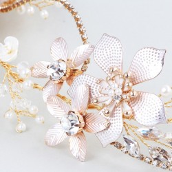 Wedding Accessories Ladies Exclusive Alloy Headbands With Rhinestone / Venetian Pearl 
