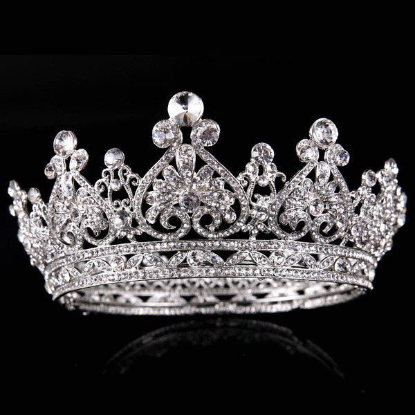 Wedding Accessories Ladies Gorgeous Alloy Crowns With Rhinestone / Venetian Pearl