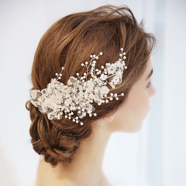 Wedding Accessories Ladies Elegant Alloy Combs and Barrettes With Venetian Pearl 