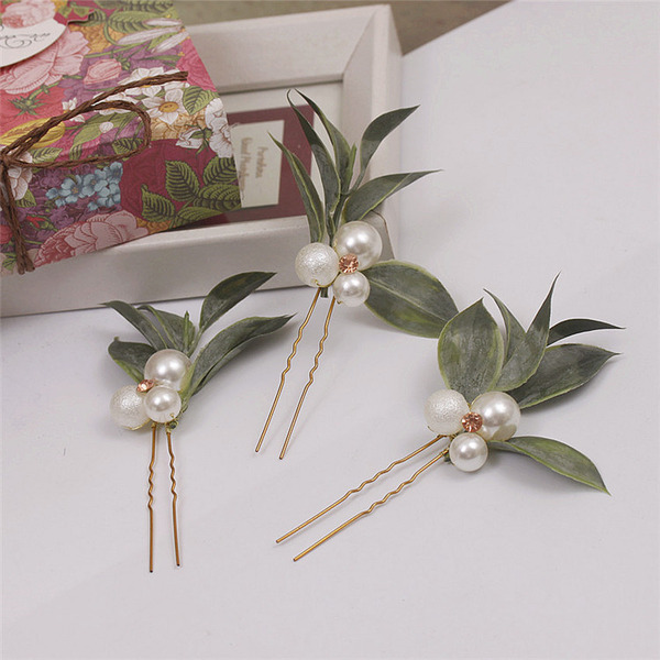 Wedding Accessories Venetian Pearl With Romantic Rhinestone Hairpins 