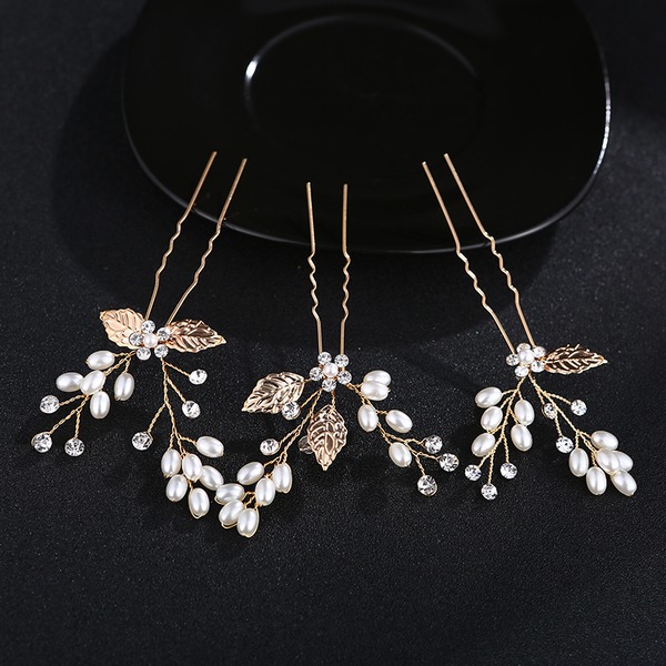 Wedding Accessories Ladies Elegant Alloy Hairpins With Venetian Pearl 