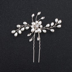Wedding Accessories Ladies Gorgeous Alloy Hairpins With Venetian Pearl 