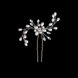 Wedding Accessories Ladies Gorgeous Alloy Hairpins With Venetian Pearl 