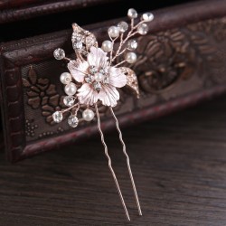 Wedding Accessories Ladies Beautiful Rhinestone Alloy Imitation Pearls Hairpins