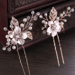 Wedding Accessories Ladies Beautiful Rhinestone Alloy Imitation Pearls Hairpins