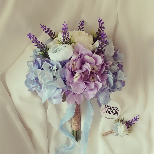 باقة الزفاف Lilac Blue Hydrangea Bridal Bouquet