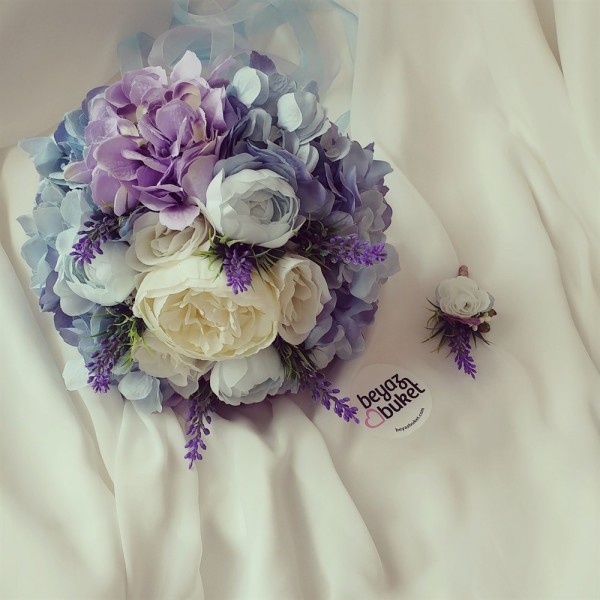 باقة الزفاف Lilac Blue Hydrangea Bridal Bouquet