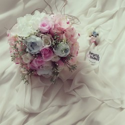 Wedding Bouquet Pink Blue Bridal Flower