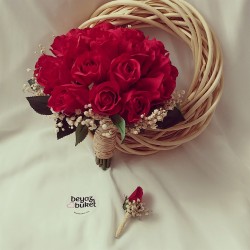 Wedding Bouquet Vivid textured Red Rose Bridal Bouquet