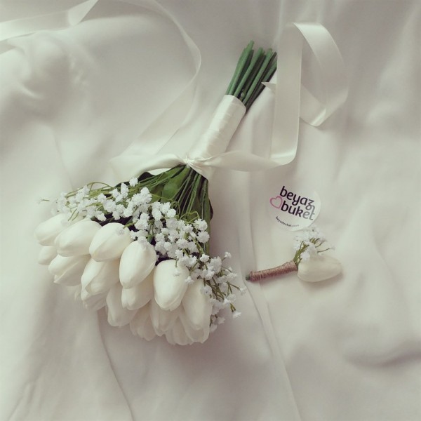 Wedding Bouquet Cipso White Tulip Bridal Bouquet