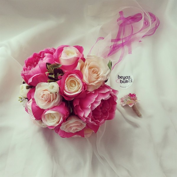 Wedding Bouquet Fuchsia Salmon Bridal Bouquet