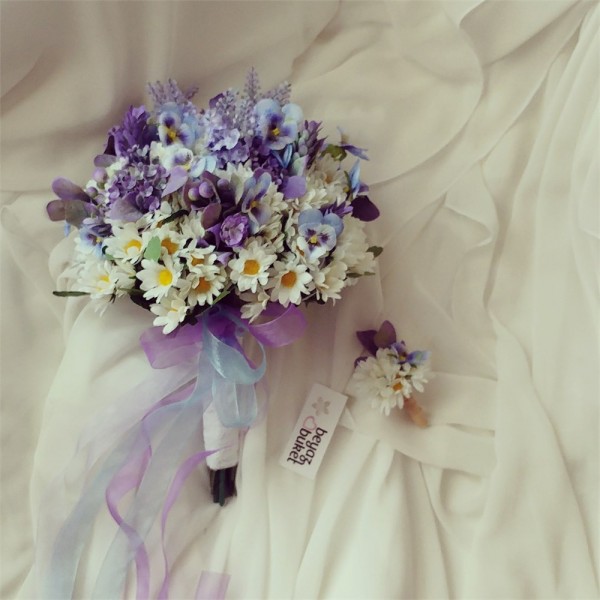 Wedding Bouquet Blue Purple Bridal Flower (Bouquet)