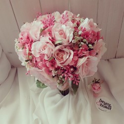 Wedding Bouquet Coral Rose Hydrangea Bridal Bouquet