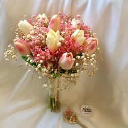 Wedding Bouquet Pink Cream Cipso Tulip Bouquet